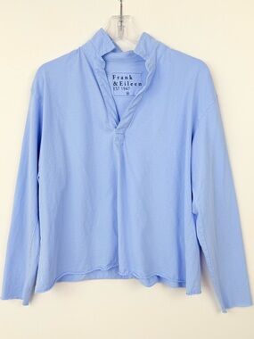 FRANK & EILEEN Preppy Pastel Blue Patrick Popover Henley MEDIUM $238 Rare Color